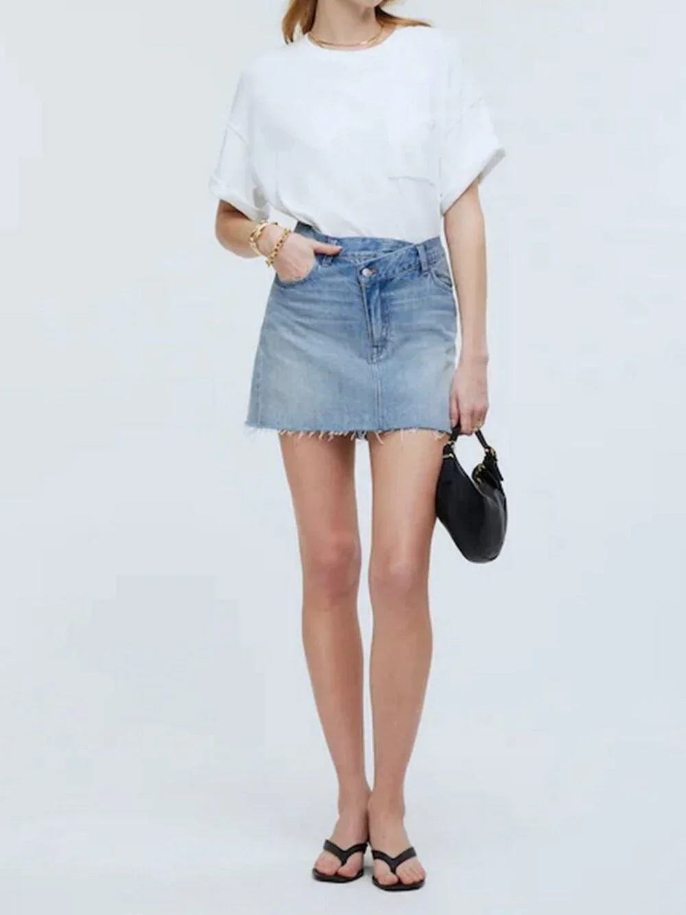 Madewell Crossover Waist Denim Mini Skirt